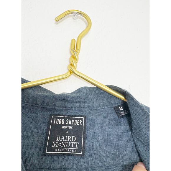 Todd Snyder Slim Sea Soft Irish Linen Point Collar Shirt Size Medium Blue - Picture 5 of 12